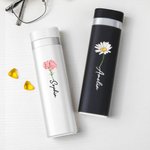 Personalized Food-grade Birth Flower Weekly Pill Organizer 7-Day Pill Box with Large Compartment Travel Health Gift for Family Friend