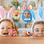Personalized Cute Easter Bunny Ears Egg Photo Basket Tag with Name Easter Gift for Kids
