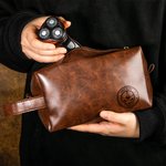 Personalized Golf Ball Design PU Leather Toiletry Bag with Text Travel Accessories Birthday Golf Club Gift for Golf Lover Husband