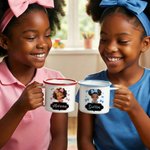 Personalized Cute Cartoon Black Girl 12 oz Enamel Mug with Name Birthday Gift for Girls