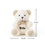 Orsacchiotto di peluche personalizzato con papillon e nome, motivo a quadri - Regalo di baby shower e compleanno per bambini