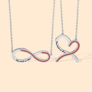 Gepersonaliseerde Verwisselbare Infinity Liefdes Sterling Zilver Ketting met Geboortsteen en Gegraveerde Naam Valentijnsdagcadeau voor Vrouwen