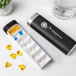 Personalized Birth Flower and Name Portable Large Weekly Pill Organizer with 7 Days Pill Compartments for Vitamin Fish Oils Medication Supplement