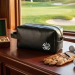 Personalized Golf Ball Design PU Leather Toiletry Bag with Text Travel Accessories Birthday Golf Club Gift for Golf Lover Husband