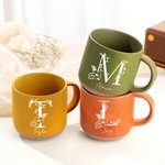 Personalizada Floral Inicial Nombre 12 oz Taza de Cerámica con Base de Galleta Uso Diario Oficina Cumpleaños Regalo para la Familia Amigos Colegas