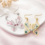 Personalized Transparent Butterfly Dried Flower Birthstone Earrings Dainty Jewelry Birthday Anniversary Valentine's Day Gift for Women Nature Lovers