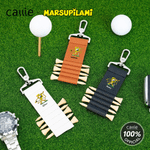 Personalized Marsupilami PU Leather Golf Tee Holder Bag Tag with Name and 5 Pcs Bamboo Tees Sports Gift for Golf Players | Callie × Marsupilami®