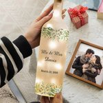 Personalized Eucalyptus Text & Date LED Night Light Frosted Bottle Lamp Valentine's Day Anniversary Wedding Gift for Newlyweds Couples