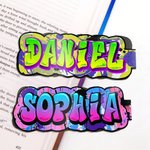 Personalized Graffiti Style Magnetic Bookmark Clip with Name Birthday Back to School Gift for Bookworms