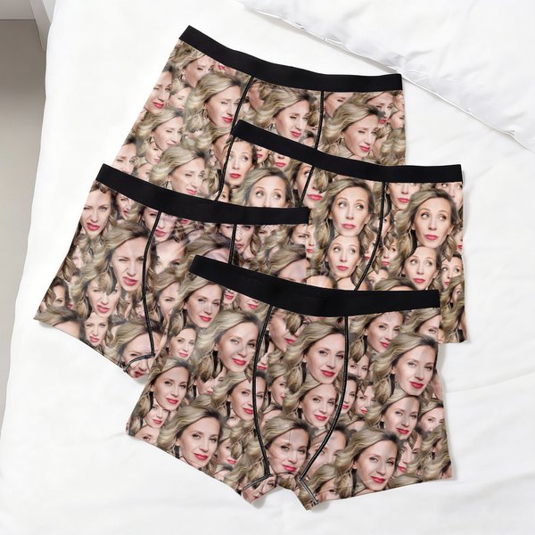 Give Him A Naughty Surprise - Personalized Face Photo Men's Underwear Boxer Brief