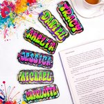 Personalized Graffiti Style Magnetic Bookmark Clip with Name Birthday Back to School Gift for Bookworms