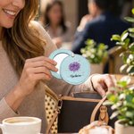 Personalized Crystal Birth Flower Butterfly PU Leather Makeup Mirror with Name Valentine's Day Birthday Anniversary Gift for Women