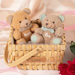 Orsacchiotto di peluche personalizzato con papillon e nome, motivo a quadri - Regalo di baby shower e compleanno per bambini