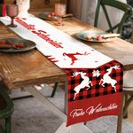 Personalisiertes Rentier Weihnachts-Tischset Tischläufer und Passende Platzsets mit Familienname und Text Weihnachtsgeschenk für Familie Freunde