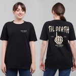 Personalized Til Death Skeleton Hand Soft Matching T-shirt Sweatshirt with Text and Year Anniversary Valentine's Day Gift for Newlywed Couple