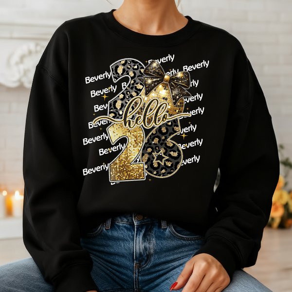 Personalised Hello 2026 Kid/Adult Soft T-shirt Sweatshirt Hoodie with Name Daily Use New Year Gift for Adults Kids