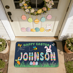 Personalized Happy Easter Rubbit Soft Non-Slip Doormat with Family Name Home Use Easter Gift for Family Friends