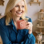 Personalizada Floral Inicial Nombre 12 oz Taza de Cerámica con Base de Galleta Uso Diario Oficina Cumpleaños Regalo para la Familia Amigos Colegas