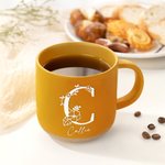 Personalizada Floral Inicial Nombre 12 oz Taza de Cerámica con Base de Galleta Uso Diario Oficina Cumpleaños Regalo para la Familia Amigos Colegas