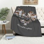 Personalized 24 Photos Collages Heart Soft Throw Blanket with Text Valentine's Day Wedding Gift for Couple