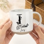 Personalizada Floral Inicial Nombre 12 oz Taza de Cerámica con Base de Galleta Uso Diario Oficina Cumpleaños Regalo para la Familia Amigos Colegas
