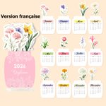 Calendrier 2026 personnalisé avec texte - Décoration intérieure de bureau avec socle acrylique - Cadeau Nouvel An pour la famille et les amis