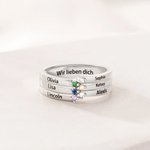 Personalisierter Ring mit 1-8 Geburtssteinen und eingraviertem Namen | zierlicher Schmuck | Geburtstag Muttertag Geschenk für Frau