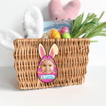 Personalized Cute Easter Bunny Ears Egg Photo Basket Tag with Name Easter Gift for Kids