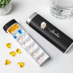 Personalized Food-grade Birth Flower Weekly Pill Organizer 7-Day Pill Box with Large Compartment Travel Health Gift for Family Friend
