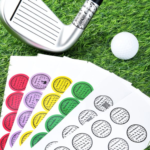 Etiquettes autocollantes imperméables avec nom et code QR Identification facile Club de golf Cadeau d'équipe pour les amateurs de golf