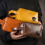 Personalized Golf Ball Design PU Leather Toiletry Bag with Text Travel Accessories Birthday Golf Club Gift for Golf Lover Husband