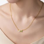 Collar personalizado de plata de ley con dos piedras de nacimiento joyería delicada regalo de San Valentín y cumpleaños para parejas y mujeres