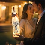 Gepersonaliseerde Toile-de-Jouy-stijl LED-fleslamp met Boom en Namen Zachte Verlichting Valentijnsdag Huwelijksjubileumcadeau voor Koppels