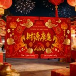 Personalised Red Chinese-Style Horse Chinese New Year Banner with Family Name Party Wall Decor Gift for Family Friend Party Planner