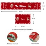 Chemin de Table Personnalisé avec Design de Noël Titre Textes et Noms Set de 4 ou 6 Napperons Inclus Cadeau Fêtes de Fin d'Année pour Famille