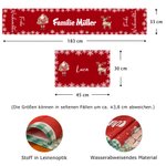 Personalisiertes Rentier Weihnachts-Tischset Tischläufer und Passende Platzsets mit Familienname und Text Weihnachtsgeschenk für Familie Freunde
