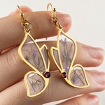 Personalized Transparent Butterfly Dried Flower Birthstone Earrings Dainty Jewelry Birthday Anniversary Valentine's Day Gift for Women Nature Lovers