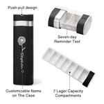 Personalized Birth Flower and Name Portable Large Weekly Pill Organizer with 7 Days Pill Compartments for Vitamin Fish Oils Medication Supplement
