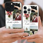Personalized 6 Photos Collage iPhone Case with Name and Date Valentine's Day Anniversary Gift for Couple