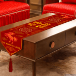 Personalized Chinese New Year Horse Table Runner with Family Name Home Decor Housewarming Holiday Gift for Family Friends