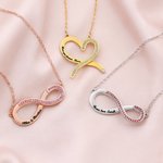 Personalized Convertible Infinity Love Birthstone Sterling Silver Necklace with Engraved Names Birthday Valentine's Day Anniversary Gift for Women