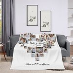 Personalized 24 Photos Collages Heart Soft Throw Blanket with Text Valentine's Day Wedding Gift for Couple