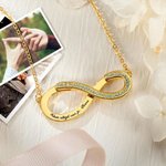 Gepersonaliseerde Verwisselbare Infinity Liefdes Ketting met Geboortsteen en Gegraveerde Naam Verjaardag Valentijnsdag of Jubileumcadeau voor Vrouwen