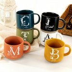 Personalizada Floral Inicial Nombre 12 oz Taza de Cerámica con Base de Galleta Uso Diario Oficina Cumpleaños Regalo para la Familia Amigos Colegas