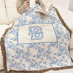 Personalized Retro Floral Design Soft Throw Blanket with Name and Initial Home Decor Mother's Day Birthday Gift for Woman Mom Family