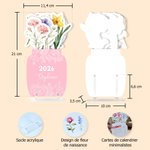 Calendrier 2026 personnalisé avec texte - Décoration intérieure de bureau avec socle acrylique - Cadeau Nouvel An pour la famille et les amis