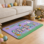 Personalized Happy Easter Rubbit Soft Non-Slip Doormat with Family Name Home Use Easter Gift for Family Friends