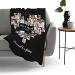 Personalized 24 Photos Collages Heart Soft Throw Blanket with Text Valentine's Day Wedding Gift for Couple
