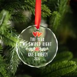 Personalised The Year We Swiped Right Christmas Ornament with Names and Year Tree Hanging Valentine's Day Christmas Gift for Online Dating Couple