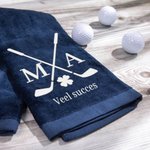 Gepersonaliseerde 100% Katoen Geborduurde Golfhanddoek met Geluksklavertjevier Initialen en Tekst Sportaccessoire Cadeau voor Golfliefhebbers